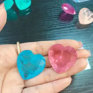 High Quality Heart-shape Paraiba Color Fusion Stone for Semi-precious Stone Jewelry Set