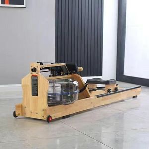 Family Fitness Rubber Wood Water Resistance <b>Rower</b> Machine Natural Wood Texture Indoor Cardio Exercise Equipment - Product Image 6