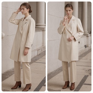 Hanruisi <span class=keywords><strong>Femme</strong></span> <span class=keywords><strong>Beige</strong></span> <span class=keywords><strong>Trench</strong></span> Coat Double Boutonnage Revers <span class=keywords><strong>Mi</strong></span>-<span class=keywords><strong>long</strong></span> Survêtement Chic Casual Pardessus - Product Image 3