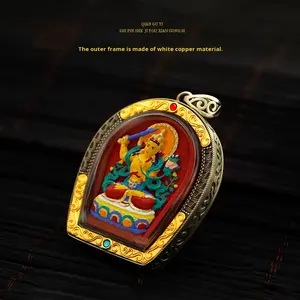 Nouveau patrimoine culturel immatériel Thangka Tsha Tsha Box, sculpture en cuivre blanc de style ethnique en relief, faite à la main, décoration de maison haut de gamme - Product Image 3