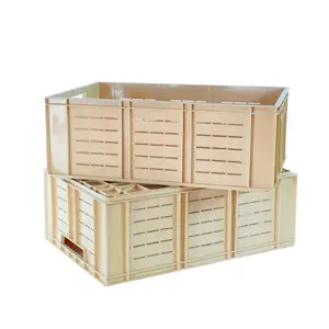 Wholesale High Quality Wooden Design Box Plastic Crate for Wine Fruit Storage Seafood Transport Stackable Container