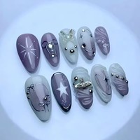 Hermosas Uñas Postizas Hechas a Mano, Uñas Artificiales 3D, Uñas de Gel