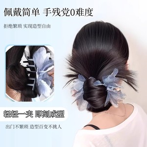 Peluca con moño de plumas y pinza floral para mujer, peinado con moño bajo, fácil de usar, una sola pinza, estilo instantáneo - Product Image 4