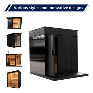 Premium Spruce Wood 5 Person Outdoor Sauna Cube Black Mirror Glass - Product Image 4