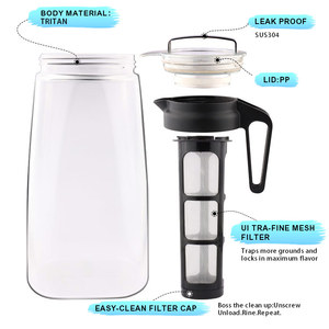 Cafetière à froid en verre hermétique pour <span class=keywords><strong>café</strong></span> glacé et thé, infuseur à <span class=keywords><strong>café</strong></span> et à thé, cafetières à froid portables avec infuseur à fruits - Product Image 2