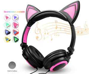 Trasduttore auricolare variopinto cuffia auricolare led per bambini cuffie del gatto del fumetto - Product Image 2