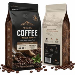 Bolsa <span class=keywords><strong>de</strong></span> Café Molido <span class=keywords><strong>de</strong></span> Grado Alimenticio Personalizada <span class=keywords><strong>de</strong></span> Alta Calidad, 2 LB, Válvula Unidireccional, Cierre Hermético, Fondo Plano - Product Image 1