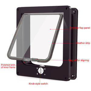 Porte pour animaux de compagnie à 4 voies avec fermeture sécurisée, pour portes et fenêtres intérieures et extérieures, installation facile, entrée pour animaux de compagnie avec volet transparent - Product Image 4