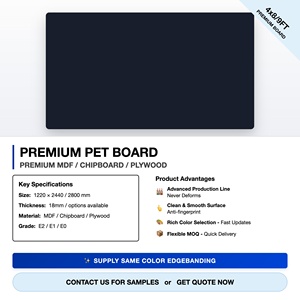 Plaque en MDF PET effet laqué mat anti-rayures 1220x2440mm, bord sans joint, matériau pour meubles de cuisine - Product Image 1