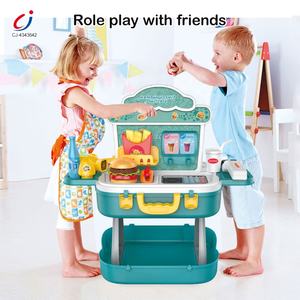 Chengji mainan toko perawatan hewan peliharaan berpura-pura bermain 3 in 1 koper berubah bentuk simulasi burger Makanan Cepat meja belanja toko mainan anak-anak - Product Image 2