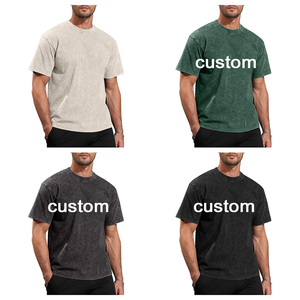 Individuell Bedruckte T-Shirts für Herren Vintage Sommer Umweltfreundlich 100% Baumwolle 250g Säuregewaschen Kurzärmelige Übergroße Cropped T-Shirts - Product Image 1