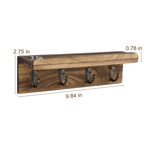 Organisateur de courrier en <span class=keywords><strong>bois</strong></span> <span class=keywords><strong>porte</strong></span>-clés muraux <span class=keywords><strong>porte</strong></span>-clés rustique pour étagère murale de ferme avec 4 crochets - Product Image 4