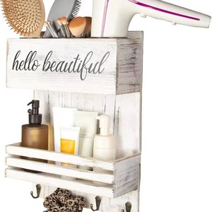 Support pour sèche-cheveux, organiseur de peignes cosmétiques sans perçage, porte-gobelets de cuisine, crochets et organiseur. - Product Image 4