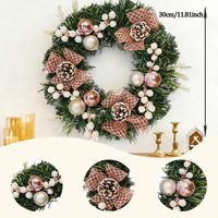 30cm Künstlicher Weihnachtskranz Roségold Tannenzapfen Kleine Wanddekoration für Haustür Feiertagsdekoration Weihnachtslandschaft