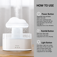 Humidificateur diffuseur d'arômes Nuage de pluie transfrontalier, best-seller, en forme de goutte de pluie, capacité 0,5L, bruit blanc, éclairage LED coloré