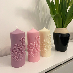 Fiore del mughetto candela cilindrica stampo in <span class=keywords><strong>Silicone</strong></span> candela profumata fatta a mano sfera di fiori in rilievo stampo in cera di sapone di soia - Product Image 5