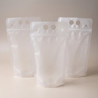 Pochettes à jus verticales avec doubles poignées, sacs d'emballage plastique réutilisables à fermeture éclair, pochettes givrées pour jus de fruits