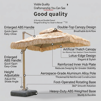 Parasol de jardin en chaume Meiqi pour l'extérieur, idéal pour les complexes hôteliers, fermes, cours, plages et zones panoramiques – Protection solaire