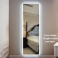 Miroir sur pied moderne personnalisé avec éclairage LED intégré, cadre en alliage d'aluminium, miroir mural pour la décoration de la chambre à coucher et du salon