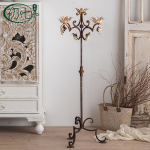 American Retro Wrought Iron Floor Candlestick With Three Lights For <b>Wedding</b> Home Decoration Rustic Style - Product Image 2