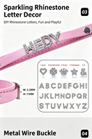 Collier pour animaux de compagnie en cuir PU personnalisé, lettres de nom en strass personnalisées, réglable, accessoire brillant pour chat et chien