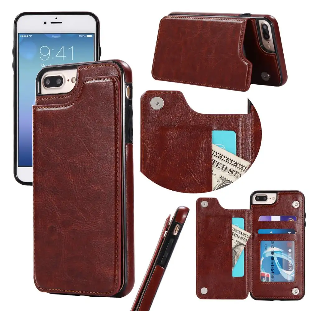 Wallet Leather Case for iPhone SE 2 Multi Card Holders PU Flip Cases for iPhone 7 8 magnetic cell phone bag