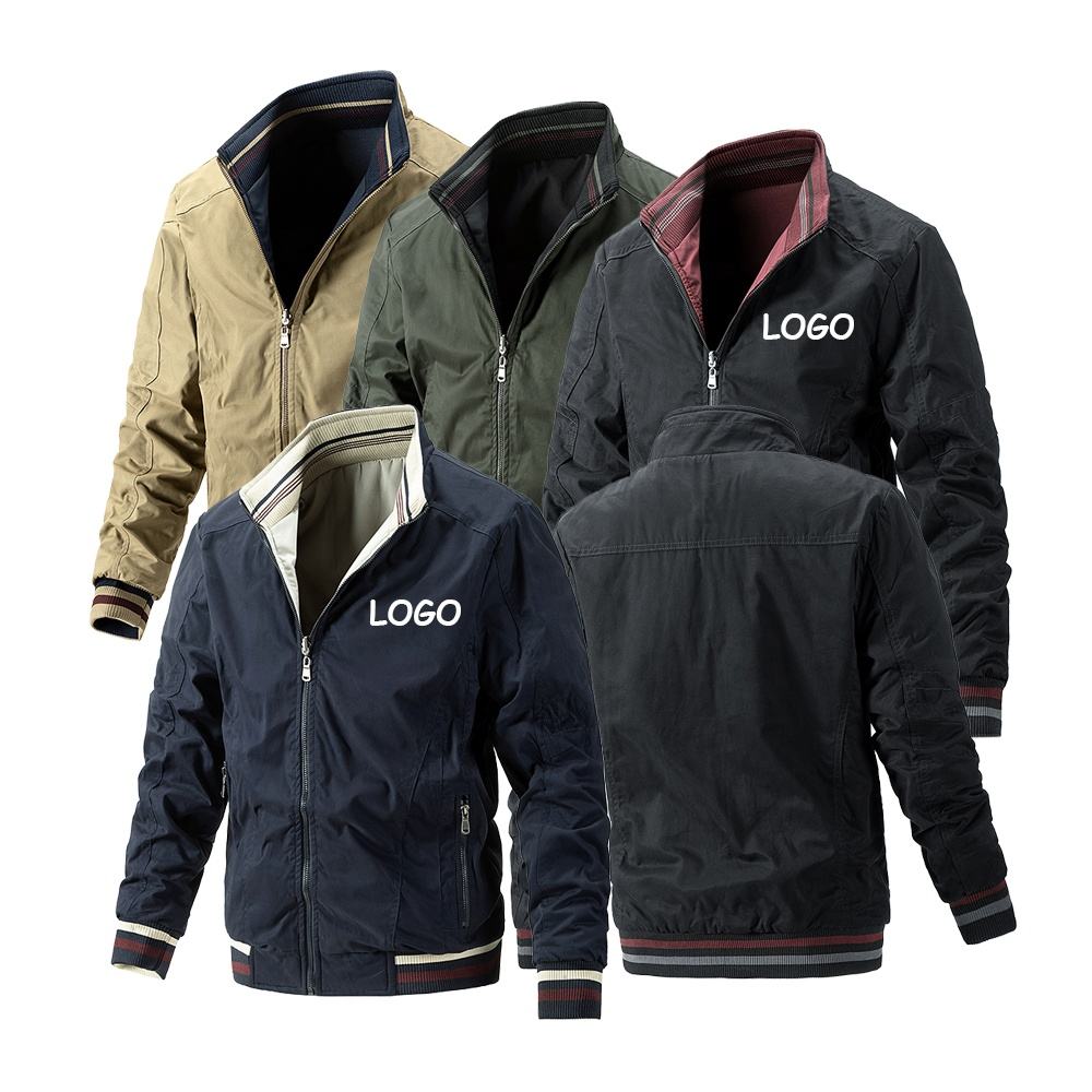 New Spring and Autumn 100% Cotton Fiber Reversible Jacket Windbreaker  Custom Wholesale Casual Men's Jackets