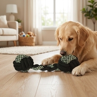 Jouet pour chien : Corde à mâcher durable et nouée en forme d'haltère pour chiots, taille S
