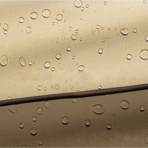 Funda Protectora para Mesa de Jardín y Café, de Tela Oxford 210D, Color Beige Marrón con Bloques de Color, Impermeable y Resistente al Polvo - Product Image 2