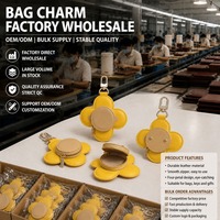 Porte-clés en cuir personnalisé avec logo, motif fleur mignon, breloque de sac, petit portefeuille à monnaie, étui à fermeture éclair, mousqueton, pochette