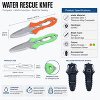 Lame dentelée multifonctionnelle OEM en acier inoxydable et alliage de titane pour la plongée et le sauvetage aquatique, avec gaine à dégagement rapide pour gilet de sauvetage