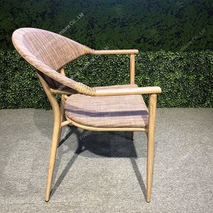 French Mesh Bamboo-Looking Fabric Aluminum <strong>Garden</strong> <strong>Chair</strong> and Table Set for Outdoor Furniture for Park Use - Product Image 4