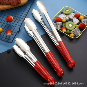 Stainless Steel Food <b>Clips</b> With Red Handle Oven Safe For Kitchen Barbecue Steak Baking - Product Image 3
