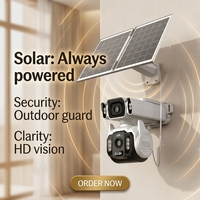 Caméra de sécurité extérieure 4G LTE à double objectif 2MP CMOS Panoramique 355°/Inclinaison 100° Audio bidirectionnel Vision nocturne Suivi de mouvement humain pour ferme