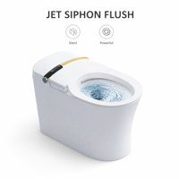 WC intelligent en céramique de luxe moderne, à poser au sol, avec siphon en S/P, chasse automatique, double chasse, siège chauffant et télécommande
