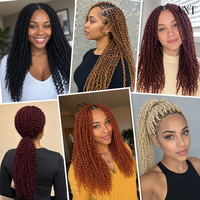 Ekstensi Rambut Kepang Sintetis Spring Twist Pre-Looped Crochet Braids Pendek untuk Wanita dan Remaja Putri 8 Inch 50g