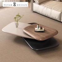 Table basse ovale rotative en bois de style minimaliste italien moderne pour salon, villa, appartement, hôtel, restaurant