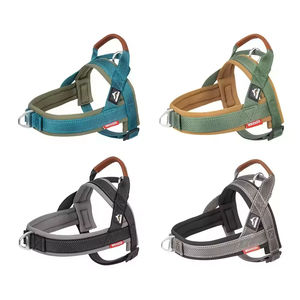 Arnés de moda para perro, conjunto de arnés para mascotas, acolchado, de nailon transpirable, reflectante, con correa de pecho tipo silla y collar antiescape con asa. - Product Image 2