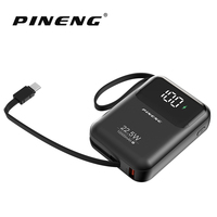 Mini chargeur de téléphone portable 10000mAh PINENG PN-710PD 20W PD Charge rapide Powerbank avec écran LED et sortie USB-A pour les voyages