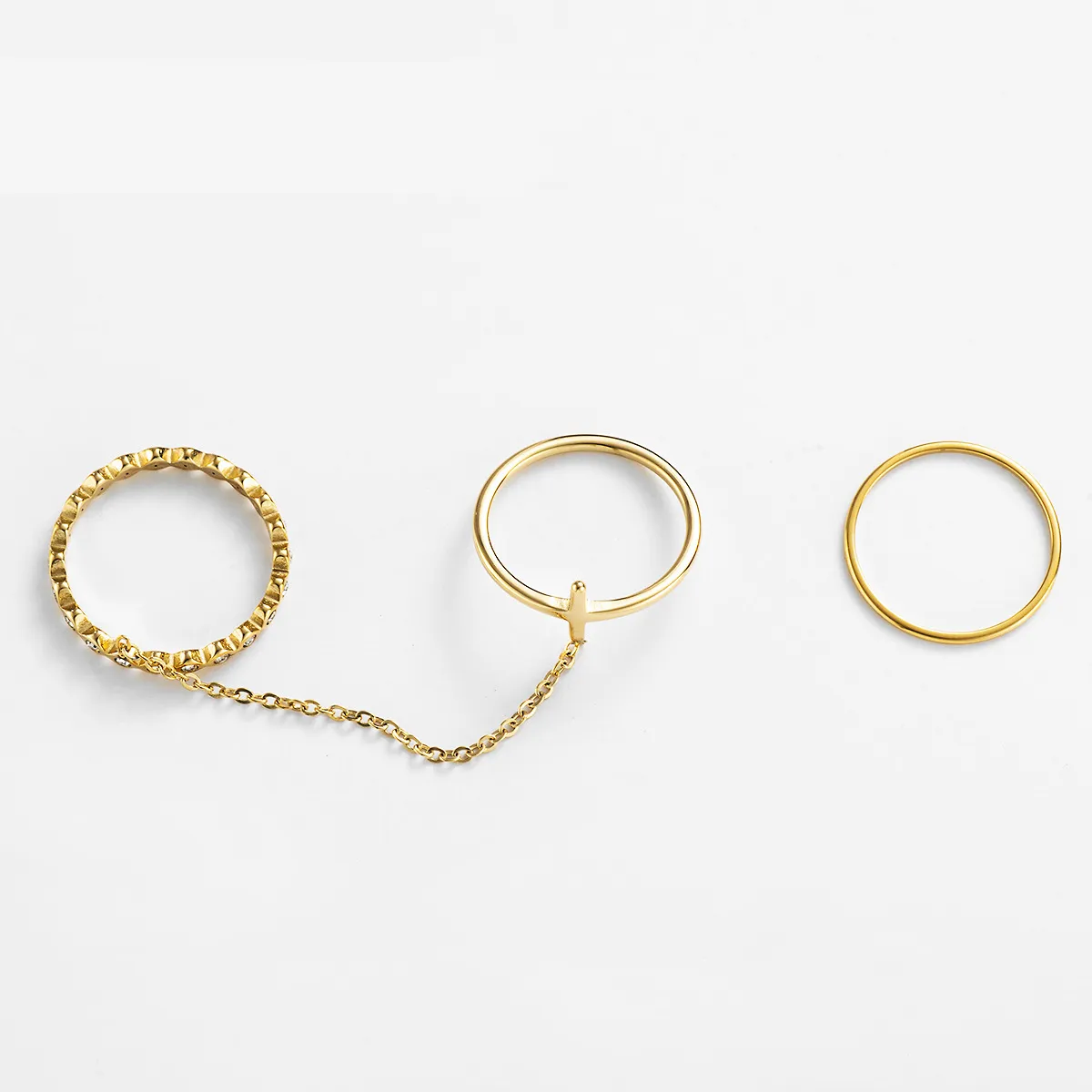 Minimalist Cross Stainless Steel Rings Set Pave Micro Zirconia Rings For Women Geometric Minimalist Fashion Jewelry