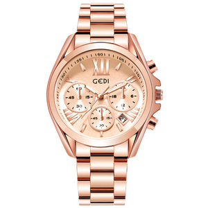 Reloj de pulsera para mujer con correa de acero, estilo ejecutivo, de acero inoxidable, resistente al agua, con calendario. - Product Image 3