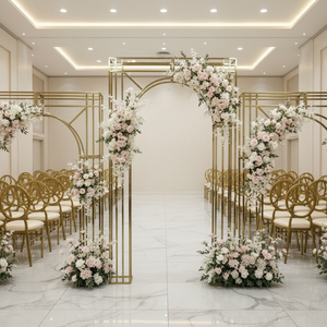 Golden Door-Shaped Metal Arch Frame Wedding <b>Backdrop</b> Flower <b>Stand</b> for Ceremony Birthday Party Decoration - Product Image 5