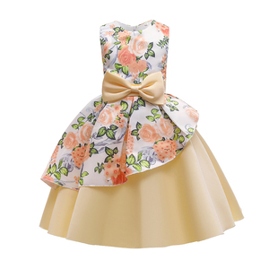 Robe de demoiselle d'honneur en satin de haute qualité, sans manches, imprimé floral, avec nœud décoratif, style pastoral, pour fête d'anniversaire d'enfants - Product Image 5