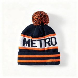 OEM Design Winter Warm <strong>Beanie</strong> <strong>Pom</strong> <strong>Pom</strong> Ski Cap Football Team Jacquard Knitted Sport Bobble Hats <strong>Beanies</strong> - Product Image 3