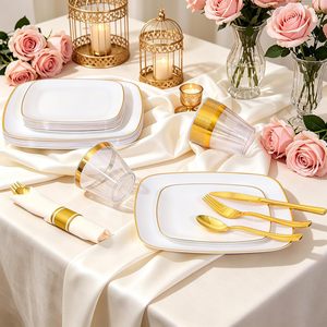 Ensemble de vaisselle jetable compostable sans BPA personnalisé de 350 pièces, assiettes, fourchettes, cuillères, couteaux, gobelets, serviettes, avec votre logo et couleurs - Product Image 5
