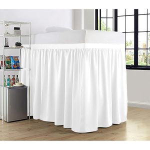 Jupe de lit pour dortoir, taille Twin XL, 30 pouces de profondeur, en coton blanc, à volants, pour dortoir universitaire et usage domestique - Product Image 1