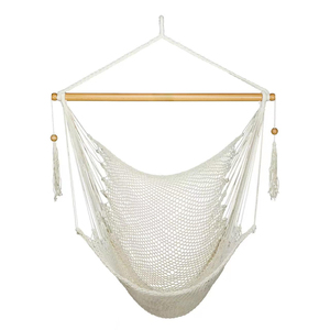 Indoor/Outdoor Caribbean Hanging <b>Hammock</b> Chair Swing Soft-Spun Polyester Rope 300 Pound Capacity Swing Large Macrame Chair - Product Image 5