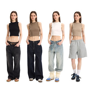 220GSM Cotton Slim Fit Tee <b>Women's</b> Sleeveless Cropped Solid Baddie - Product Image 2