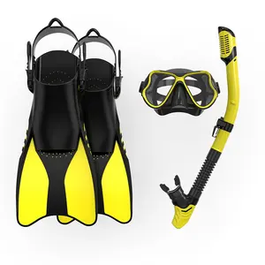 Desain baru peralatan snorkeling set peralatan menyelam volume rendah silikon masker selam scuba set snorkel dengan sirip yang dapat disesuaikan