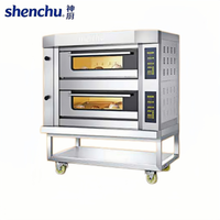 Four à pâtisserie au gaz Shenchu RQKL à un seul niveau, deux plateaux, 100W, avec revêtement émaillé, frein, roulettes et contrôleur numérique